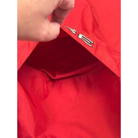Vintage Y2K Nike Center Swoosh Mens Red Half Zip Hooded Windbreaker Jacket Large - Picture 12 of 15